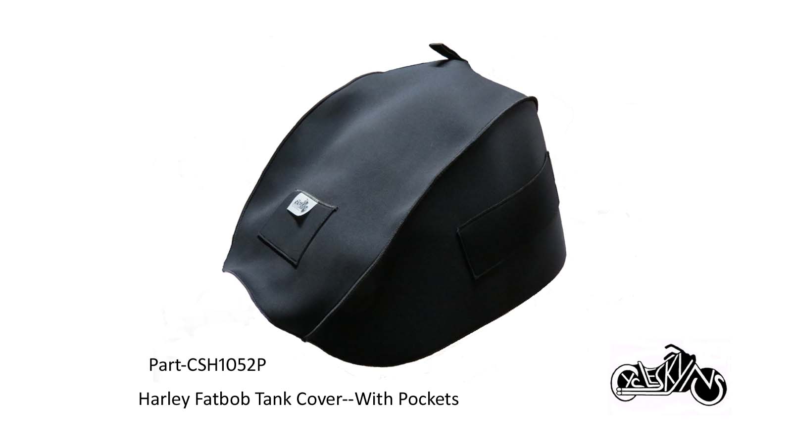 Neoprene Protective mechanic's Cover designed for the large Fat-bob Harley Davidson gas tank. This cover has 1 top and 2 side pockets.